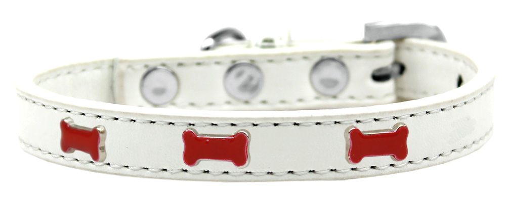 Red Bone Widget Dog Collar White Size 14